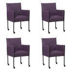 Set van 4 Leren eetkamerstoelen More - Toledo Aubergine, Ophalen of Verzenden, Nieuw, Leer, Vijf, Zes of meer stoelen