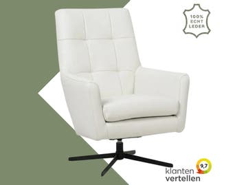 Leren draaifauteuil Central - Toledo Bianco (gebroken wit), Huis en Inrichting, Nieuw, Ophalen of Verzenden, 75 tot 100 cm, Industrieel, Modern