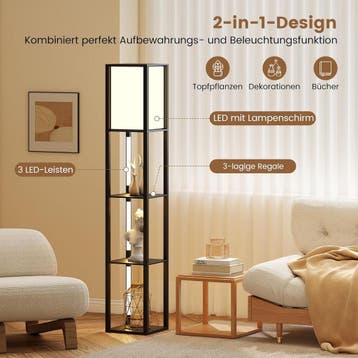 Vloerlamp - Staande lamp - 163 cm - Zwart - COSTWAY, Verzenden, Zo goed als nieuw