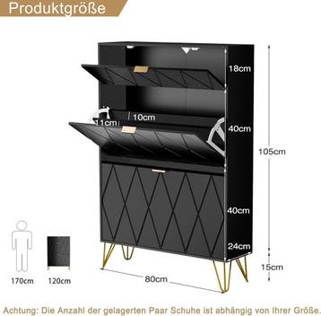 Schoenenkast - Schoenenrek - 80x24x120 cm - Zwart - UEV, Verzenden, Zo goed als nieuw