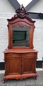 Prachtige antiek mahonie vitrinekast 113 x 230 cm