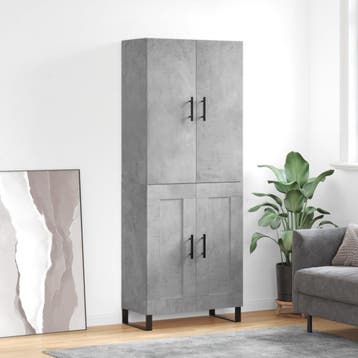 vidaXL buffetkast 69,5x34x180 cm bewerkt hout betongrijs, Minder dan 50 cm, Verzenden, Nieuw, Minder dan 100 cm