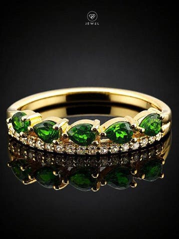 Chrome-diopsiet ring - 925 sterlingzilver goudverguld -