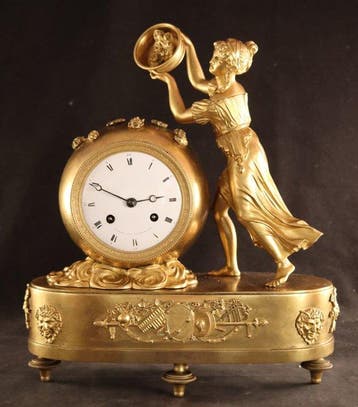 Figurale pendule - Antieke Empire pendule - Brons -