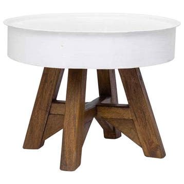 vidaXL Salontafel 60x45 cm massief gerecycled hout wit, Verzenden, Nieuw, Metaal, 50 tot 100 cm