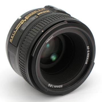 Nikon AF-S 50mm f/1.8G met HB-47 zonnekap en filter | Prime, Nieuw