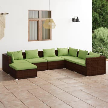 vidaXL 7-delige Loungeset met kussens poly rattan bruin, Tuin en Terras, Tuinsets en Loungesets, Verzenden, Nieuw, Loungeset