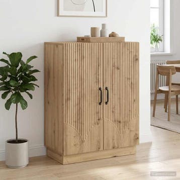 vidaXL Dressoir Artisanaal eiken 66 x 34,5 x 87 cm Bewerkt, Verzenden, Nieuw, Overige houtsoorten, Minder dan 50 cm