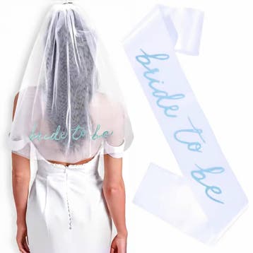 Vrijgezellenfeest set met sluier, sjerp, buttons en tattoos, Kleding | Dames, Trouwkleding en Trouwaccessoires, Verzenden, Wit