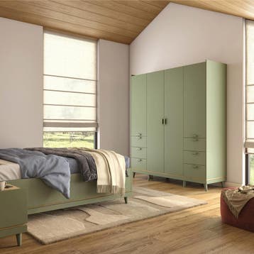 Kledingkast Skagen - Groen - 4-Deurs met Lades, Verzenden, Nieuw, Met lade(s)