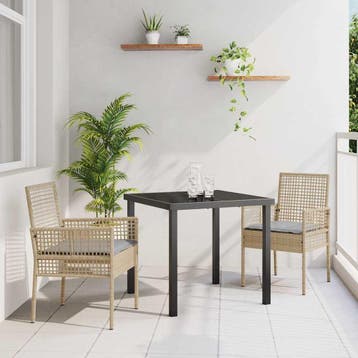 vidaXL Tuinstoel 2 st Beige poly rattan, Verzenden, Nieuw, Rotan