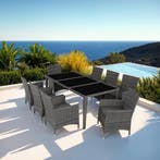 Aluminium wicker zitgroep Menorca 8+1 met beschermhoes - gri, Tuin en Terras, Tuinsets en Loungesets, Verzenden, Nieuw