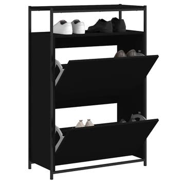 vidaXL Schoenenkast 75x34x112 cm bewerkt hout zwart, Verzenden, Nieuw