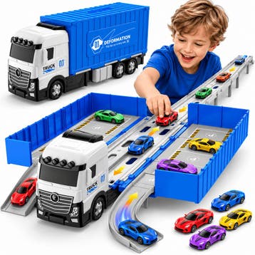 Racebaan met Vrachtwagen & 12 Raceautos, Ophalen of Verzenden, Nieuw