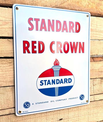 Standard Red Crown oil company emaille bord vlak, Verzamelen, Verzenden, Nieuw