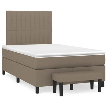 vidaXL Boxspring met matras stof taupe 120x190 cm, Verzenden, Nieuw, 190 cm of minder, Twijfelaar