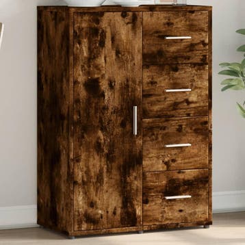 vidaXL Dressoir 60x31x84 cm bewerkt hout gerookt, Verzenden, Nieuw, Overige houtsoorten, Minder dan 50 cm