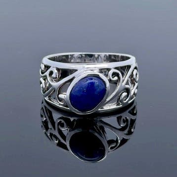 Zilver - Ring - Natuurlijke lapis lazuli