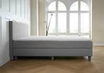 ACTIE! Boxspring Turijn 140 200 Grijs, Verzenden, Nieuw, 140 cm, Twijfelaar