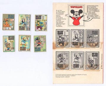 Topolino Gadget Cartoncino con 6 Francobolli Allegato al, Nieuw