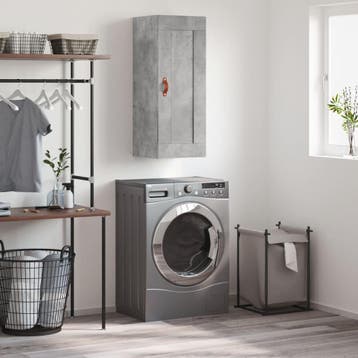 vidaXL Wandkast 34,5x34x90 cm bewerkt hout betongrijs, Minder dan 50 cm, Verzenden, Nieuw, Minder dan 100 cm