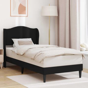vidaXL Bedframe met hoofdeinde Zwart 90 x 190 cm Kunstleer, Verzenden, Nieuw, Zwart, Overige materialen