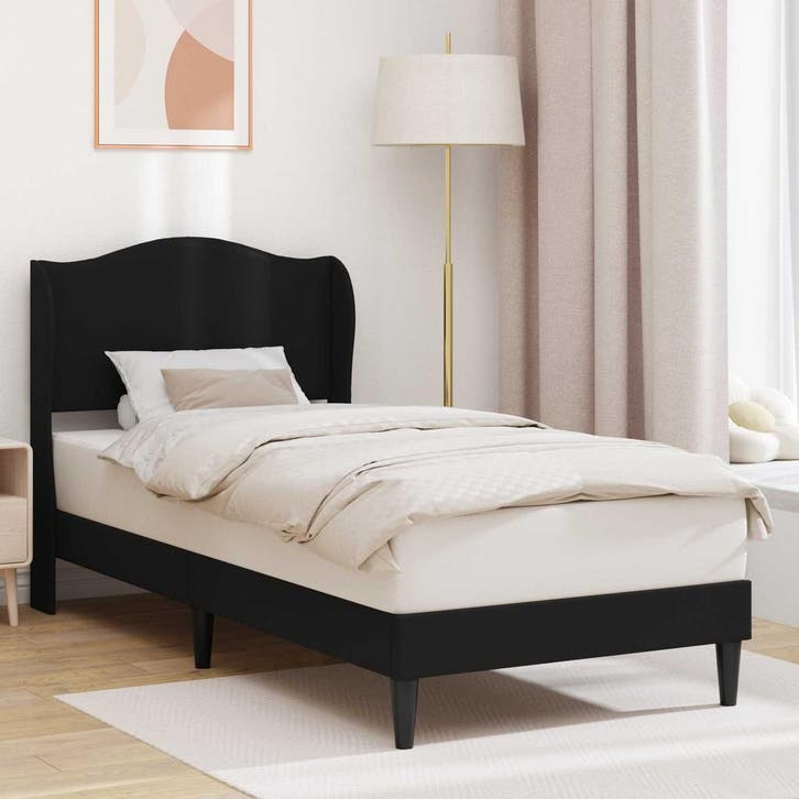 vidaXL Bedframe met hoofdeinde Zwart 90 x 190 cm Kunstleer, Huis en Inrichting, Slaapkamer | Bedden, Zwart, Nieuw, Overige materialen