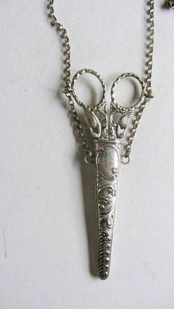 Schaar - Zilver - compleet met schede, Antiek en Kunst