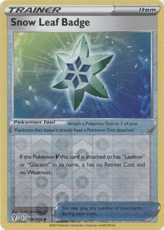 snow leaf badge 159/203 reverse holo evolving skies, Ophalen of Verzenden, Nieuw, Losse kaart, Foil