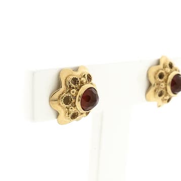Gouden oorstekers met carneool (Oorbellen), Gebruikt, Ophalen of Verzenden, Met edelsteen, Goud