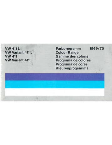 1969/70 VOLKSWAGEN 411 KLEUREN EN BEKLEDING BROCHURE, Nieuw, Volkswagen, Author