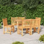 vidaXL 7-delige Tuinset massief teakhout, Verzenden, 6 zitplaatsen, Teakhout, Nieuw