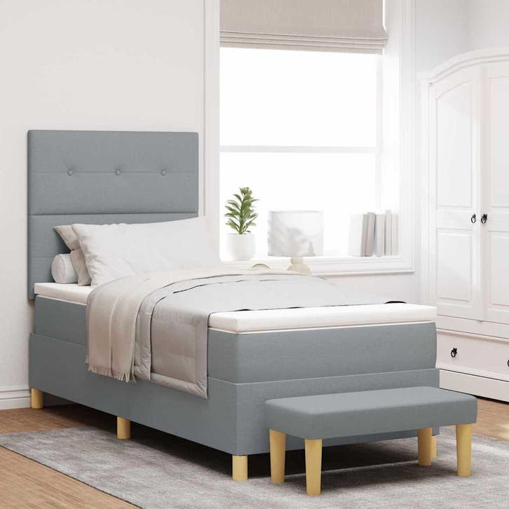 vidaXL Boxspring bed met hoofdeinde Lichtgrijs 200 x 90 cm, Huis en Inrichting, Slaapkamer | Bedden, Nieuw, Verzenden