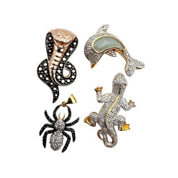 Zonder minimumprijs - Hanger Zilver - Set van 4 hangers, Sieraden, Tassen en Uiterlijk, Antieke sieraden