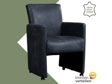 Leren eetkamerstoel Elegant - Kenia Denim (blauw) - Zonder, Eigentijds, Modern, Blauw, Nieuw, Leer