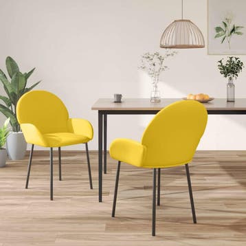 vidaXL Eetkamerstoelen 2 st fluweel geel, Huis en Inrichting, Stoelen, Verzenden, Nieuw