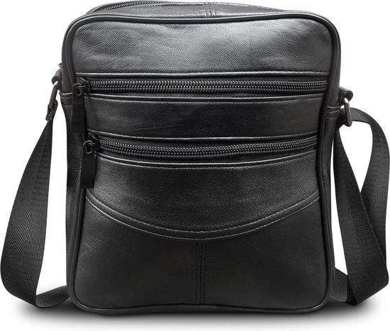 Kleine leren schoudertas heren zwart., Sieraden, Tassen en Uiterlijk, Tassen | Schoudertassen, Zwart, Nieuw, Overige merken, Leer