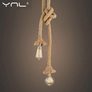 Vintage Hennep Touw Hanglamp - Retro Industriële Plafondlamp, Verzenden, Nieuw
