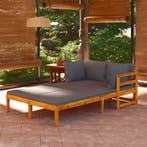 vidaXL Ligbedden 2 st met donkergijze kussens acaciahout, Tuin en Terras, Tuinsets en Loungesets, Verzenden, Nieuw, Hardhout