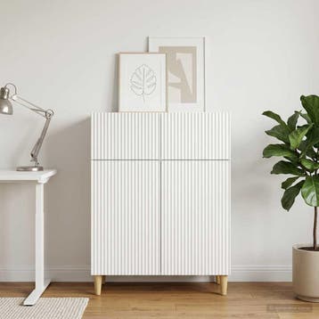 vidaXL Dressoir Wit 66 x 34,5 x 90 cm Bewerkt hout, Verzenden, Nieuw, Overige houtsoorten, Minder dan 50 cm