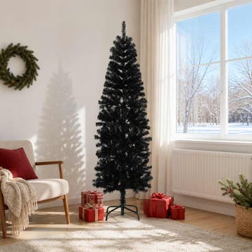 vidaXL Kunstmatige slanke kerstboom 180 cm PVC en staal, Diversen, Verzenden, Nieuw