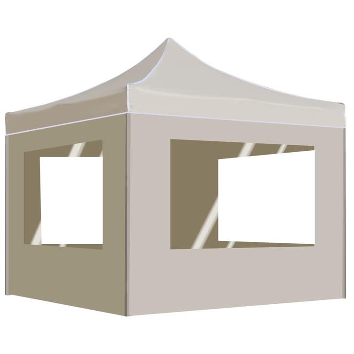 vidaXL Partytent inklapbaar met wanden 2x2 m aluminium crème, Tuin en Terras, Partytenten, Partytent, Nieuw, Verzenden