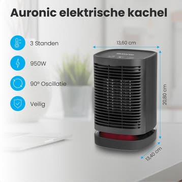 2dekans | Auronic Elektrische Kachel - Ventilatorkachel - 3, Witgoed en Apparatuur, Ophalen of Verzenden, Zo goed als nieuw