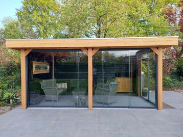 Easy Flex overkappingen, Topkwaliteit, standaard of maatwerk, Tuin en Terras, Tuinhuizen, 200 tot 400 cm, Tuinhuis, Verzenden