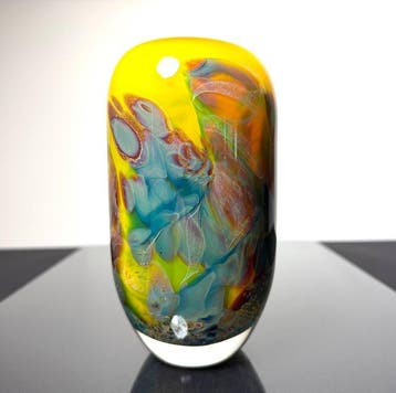 Maxence Parot - Vaas - Unieke vaas, kleuren en goud - Glas