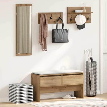 vidaXL Halmeubelset 4 st Ambachtelijk eiken 90 x 31 x 46,5, Verzenden, Nieuw