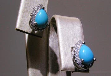 Turquoise Oorbellen - Hoogte: 10.3 mm - Breedte: 7.5 mm-, Verzamelen