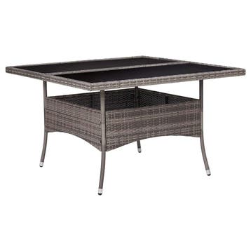 vidaXL Tuintafel poly rattan en glas grijs, Verzenden, Nieuw