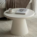 Salontafel Mangohout Rond Maya Microcement 60 Beige cm, Huis en Inrichting, Tafels | Salontafels, Verzenden, Rond, Nieuw, Industriële meubels