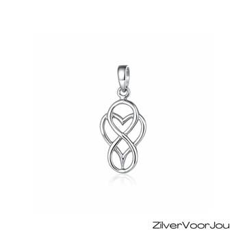 Zilveren infinity hart tribal kettinghanger, Verzenden, Nieuw, Zilver